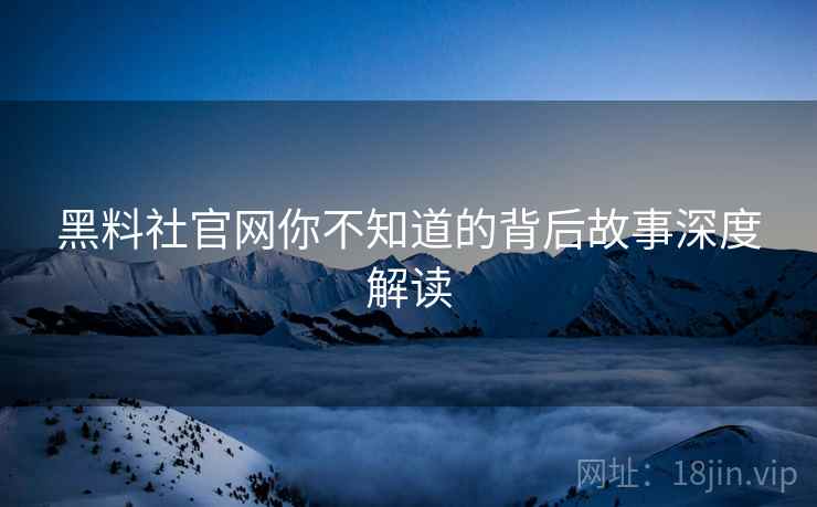黑料社官网你不知道的背后故事深度解读
